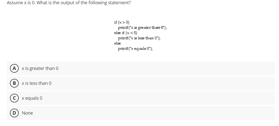 Java Assume x is 0 . What is the output of the