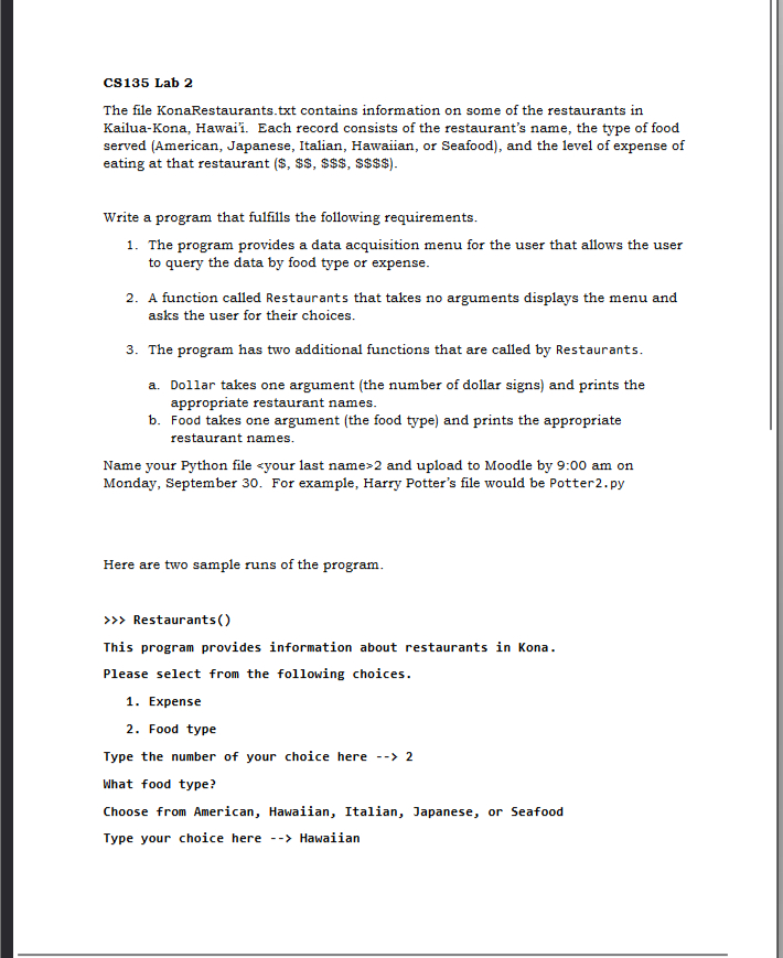 The file KonaRestaurants.txt contains information