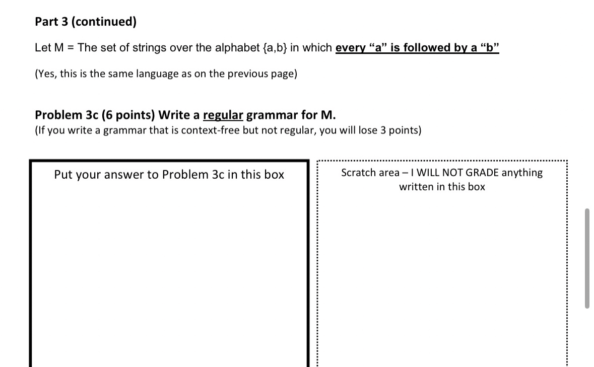 Part 3 ( continued ) Let M = The set of strings