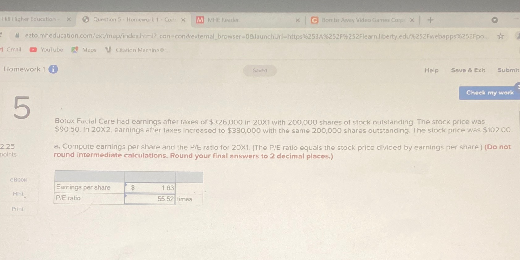 Chapter 1 question 5Why did the P/E ratio change?