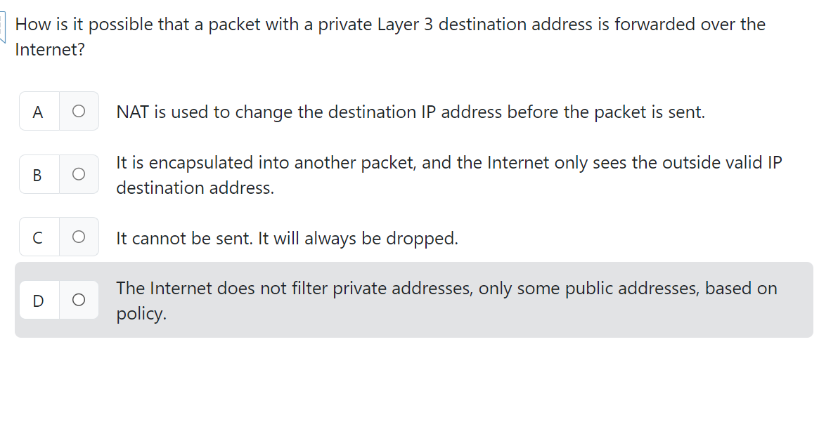 How is it possible that a packet with a private