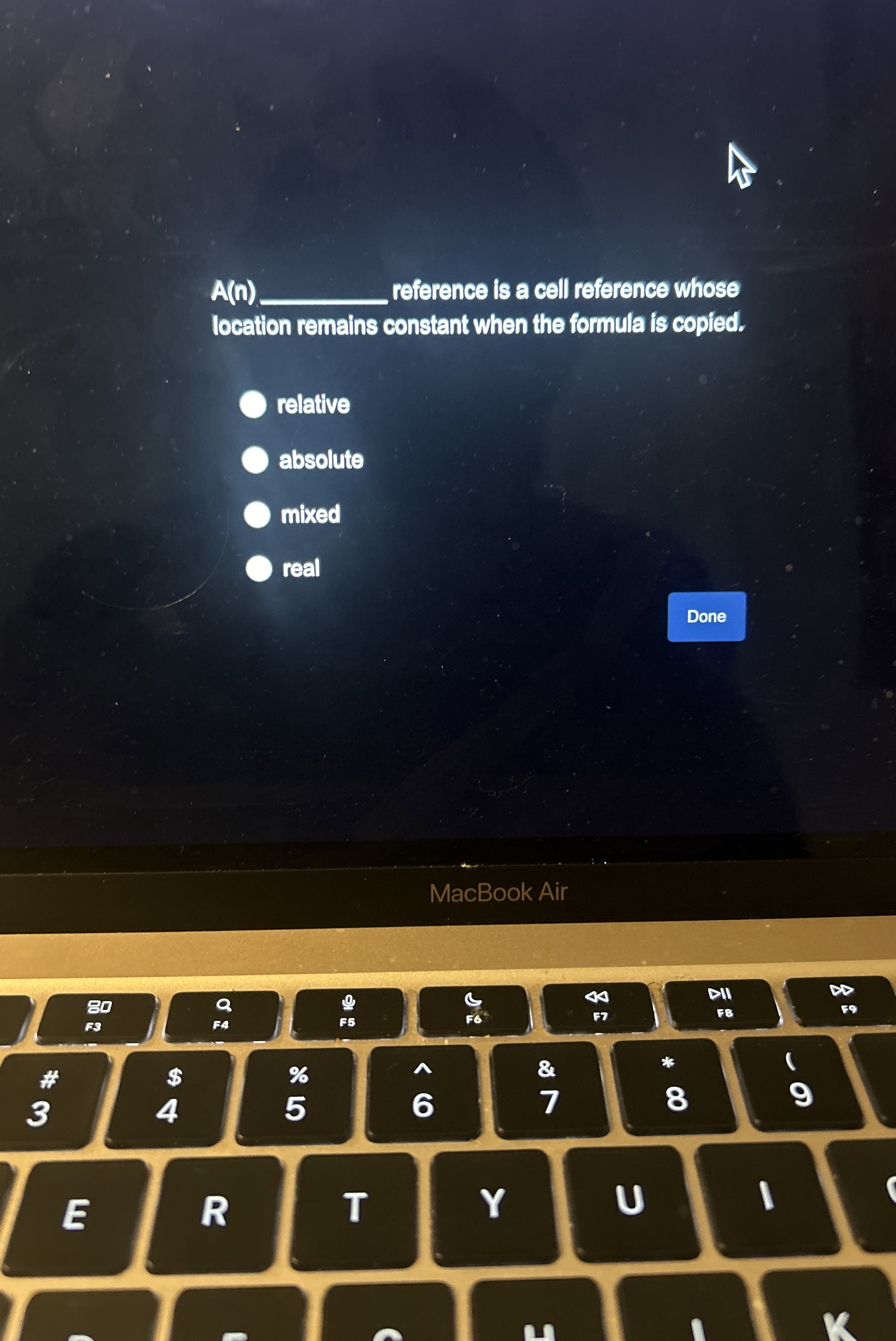 A ( h ) reference is a cell reference whose