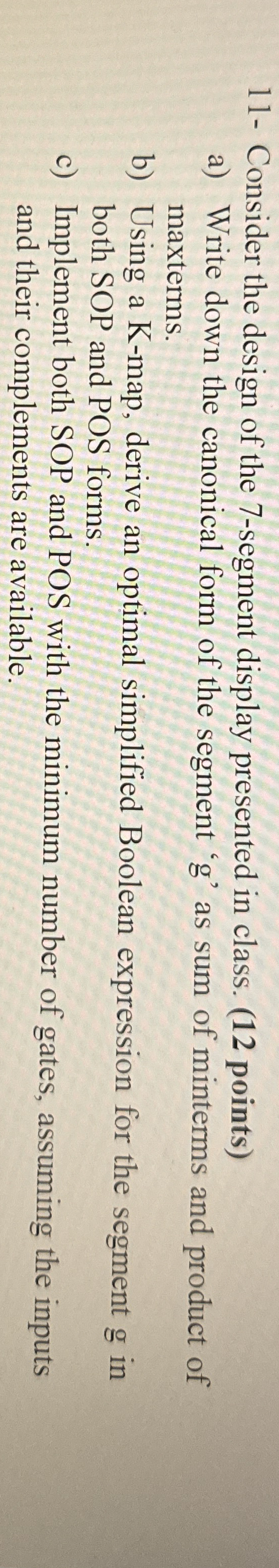 1 1 - Consider the design of the 7 - segment