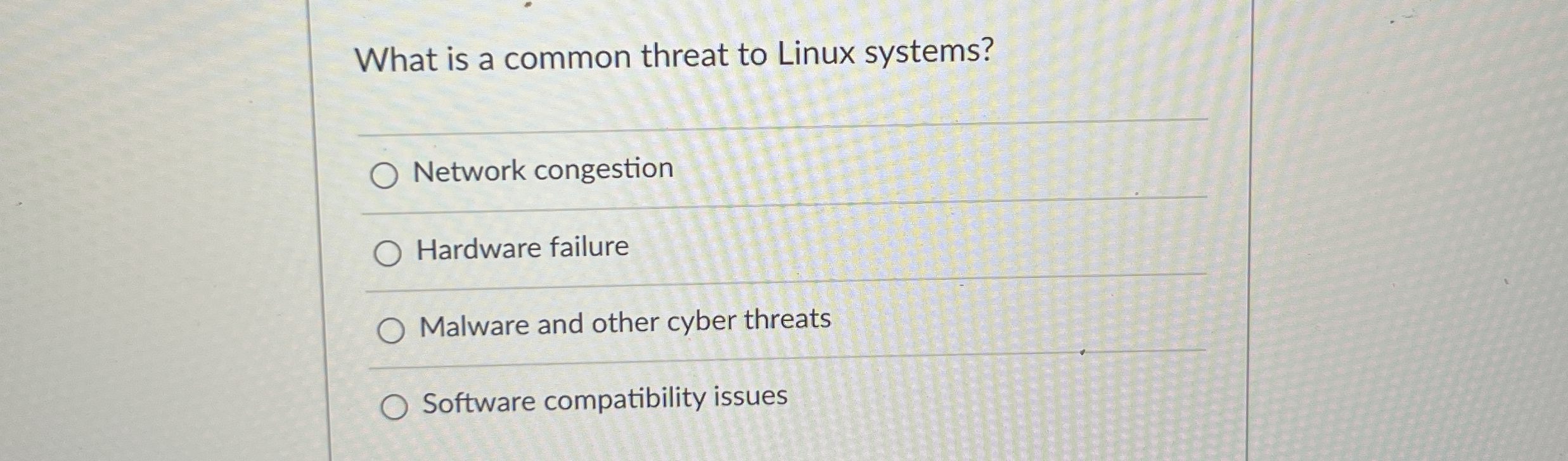 What is a common threat to Linux systems? Network
