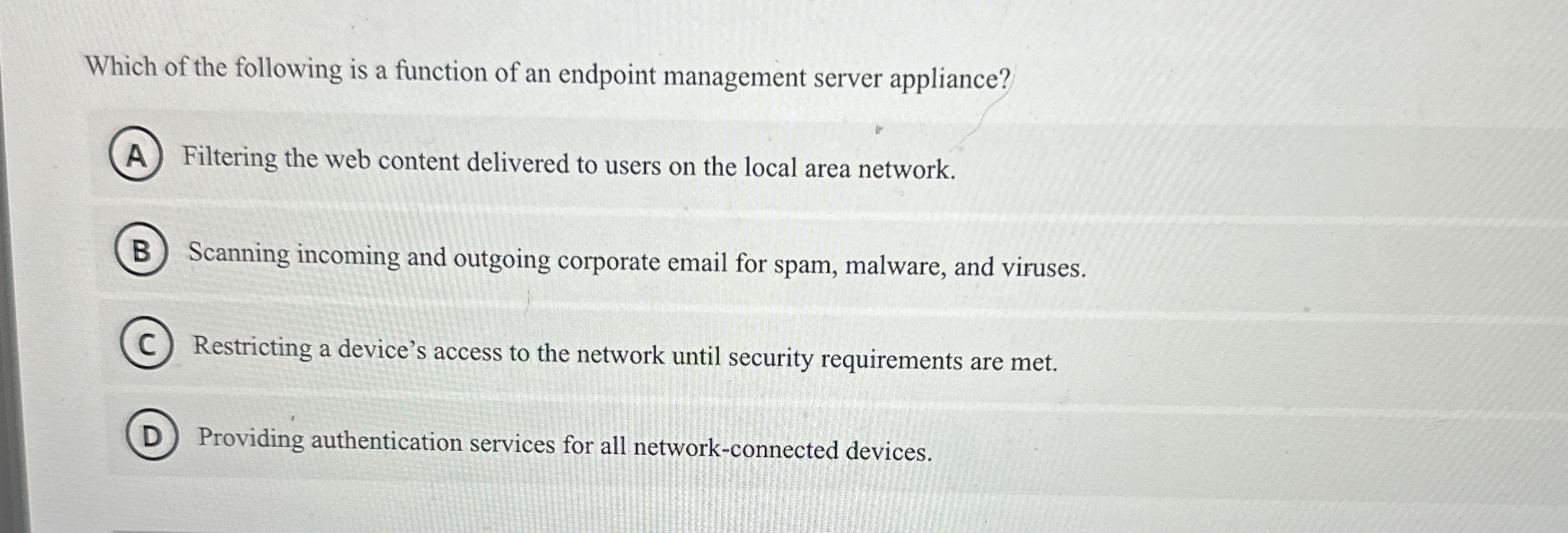 Which of the following is a function of an