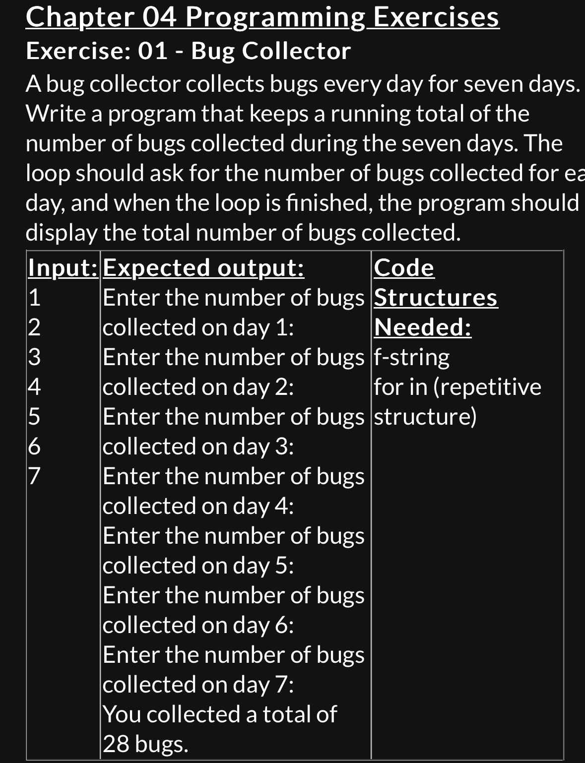 Chapter 0 4 Programming Exercises Exercise: 0 1 -