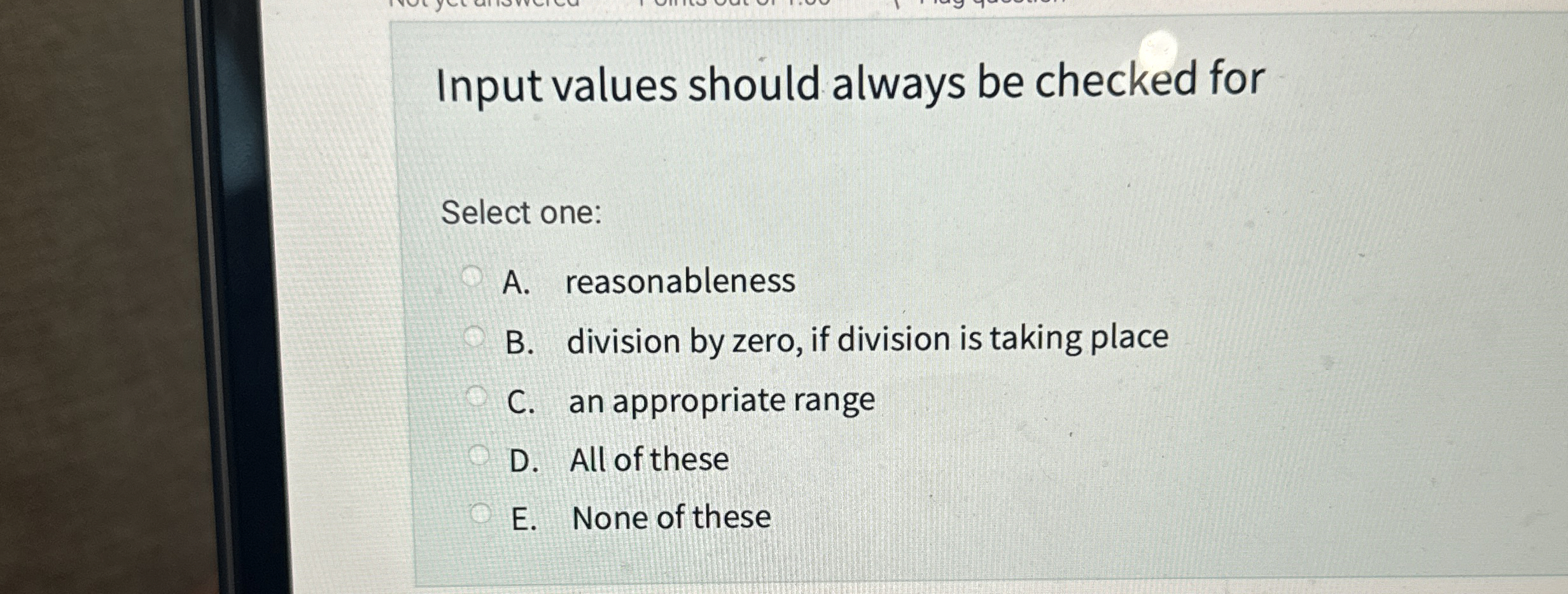 Input values should always be checked for Select