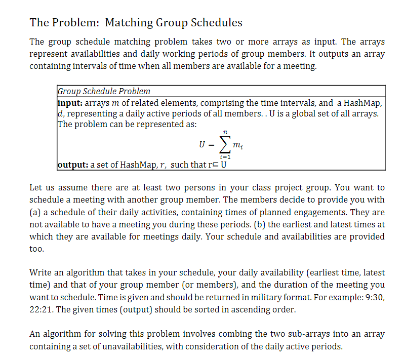 The Problem: Matching Group Schedules The group