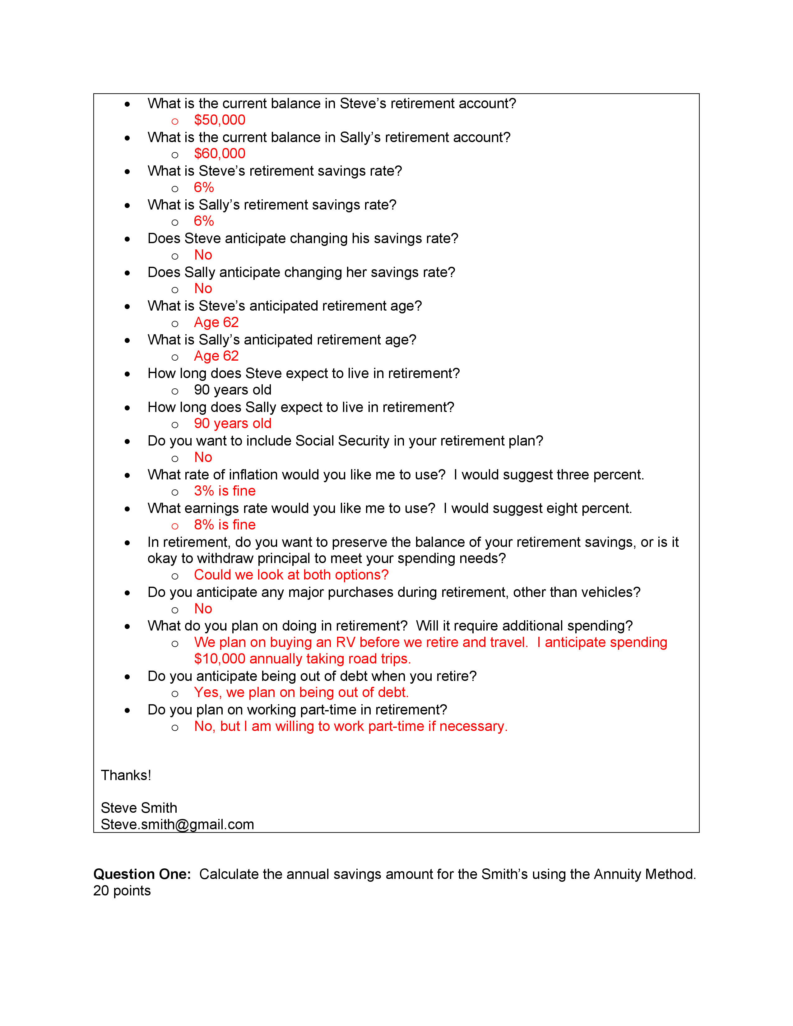 Retirement Planning Project Instructions: 1. You