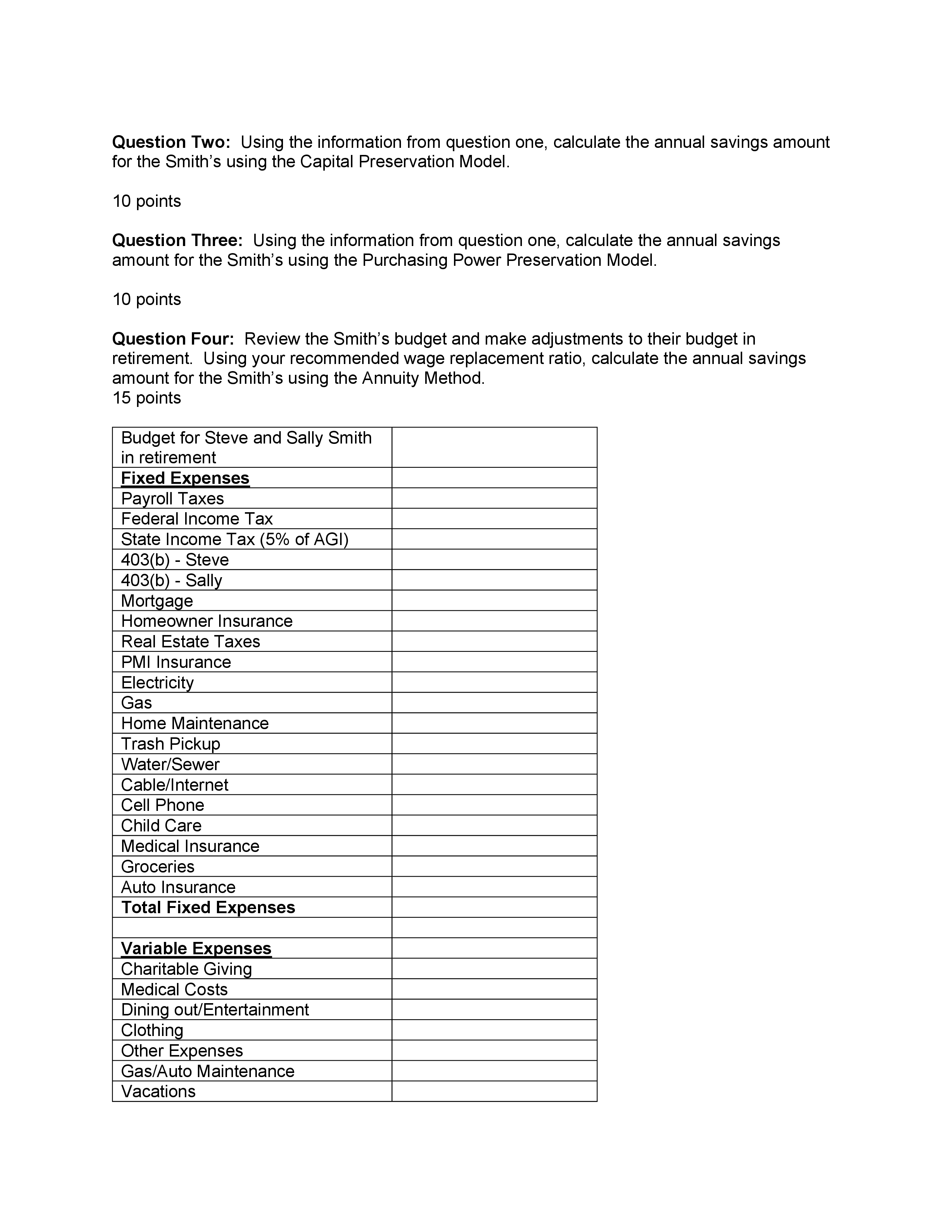 Retirement Planning Project Instructions: 1. You