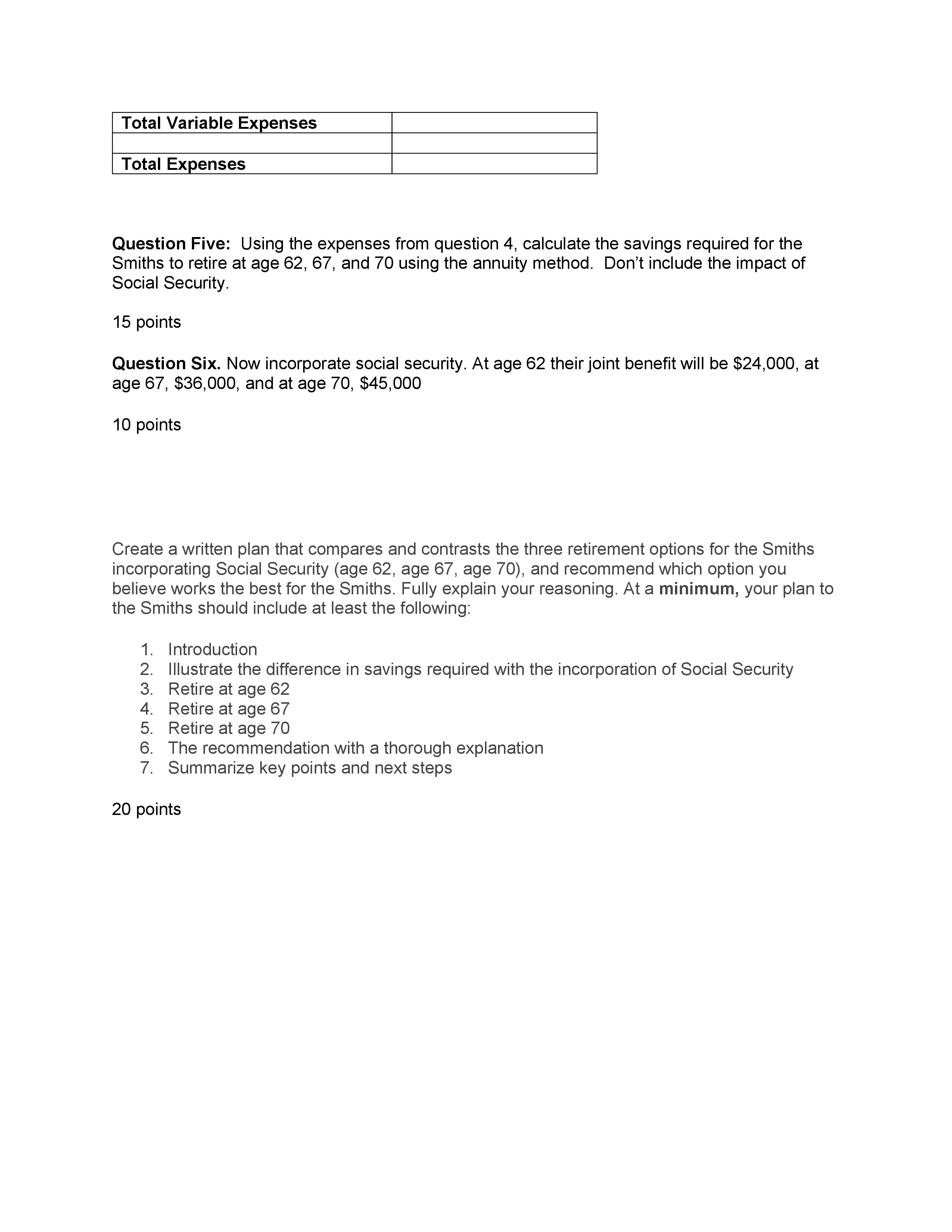 Retirement Planning Project Instructions: 1. You