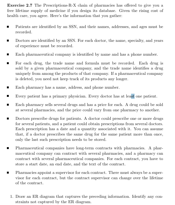Exercise 2 . 7 The Prescriptions - R - X chain of