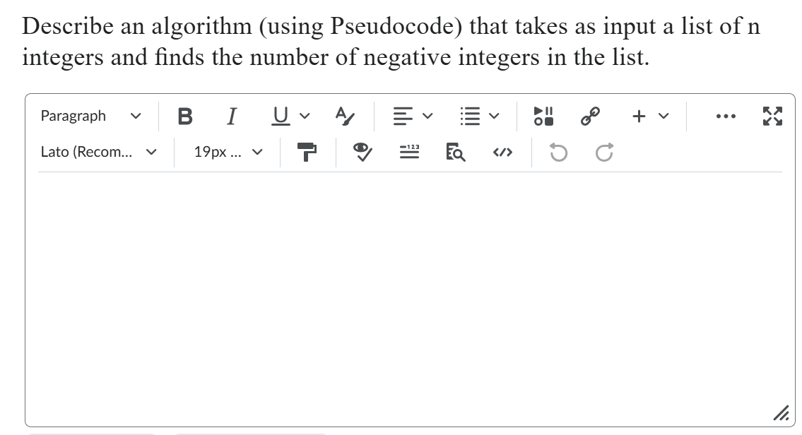 Describe an algorithm ( using Pseudocode ) that