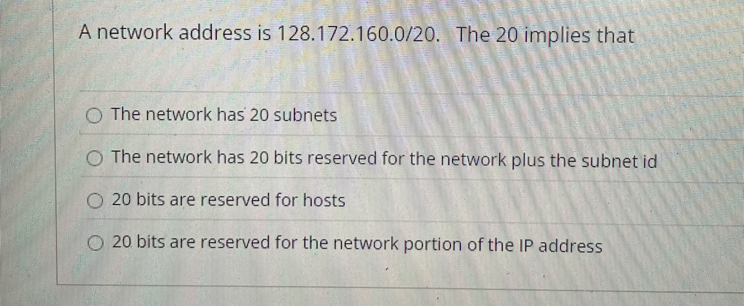 A network address is 1 2 8 . 1 7 2 . 1 6 0 . 0 2