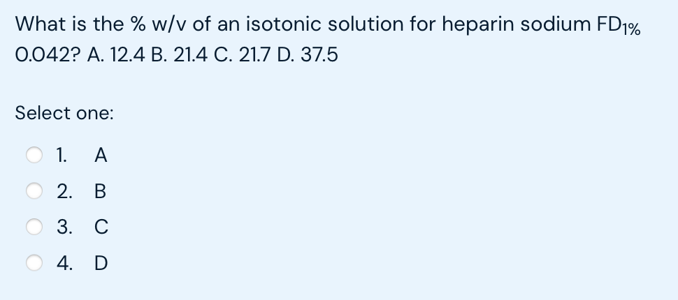 What is the % w v of an isotonic solution for