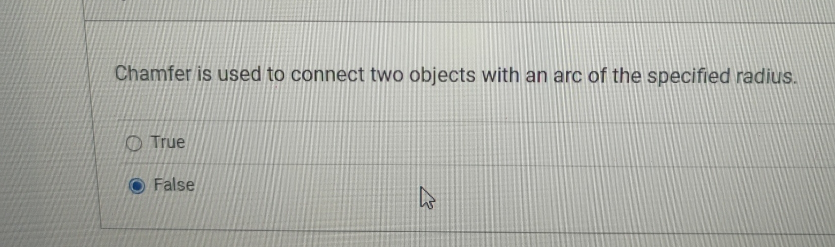Chamfer is used to connect two objects with an