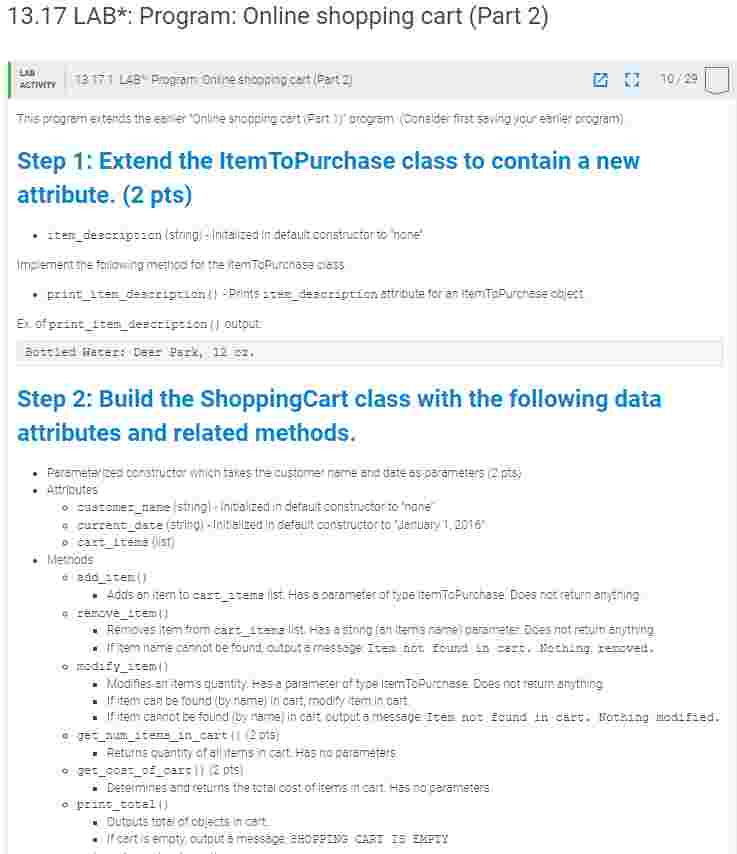 PYTHON: 1 3 . 1 7 LAB * : Program: Online