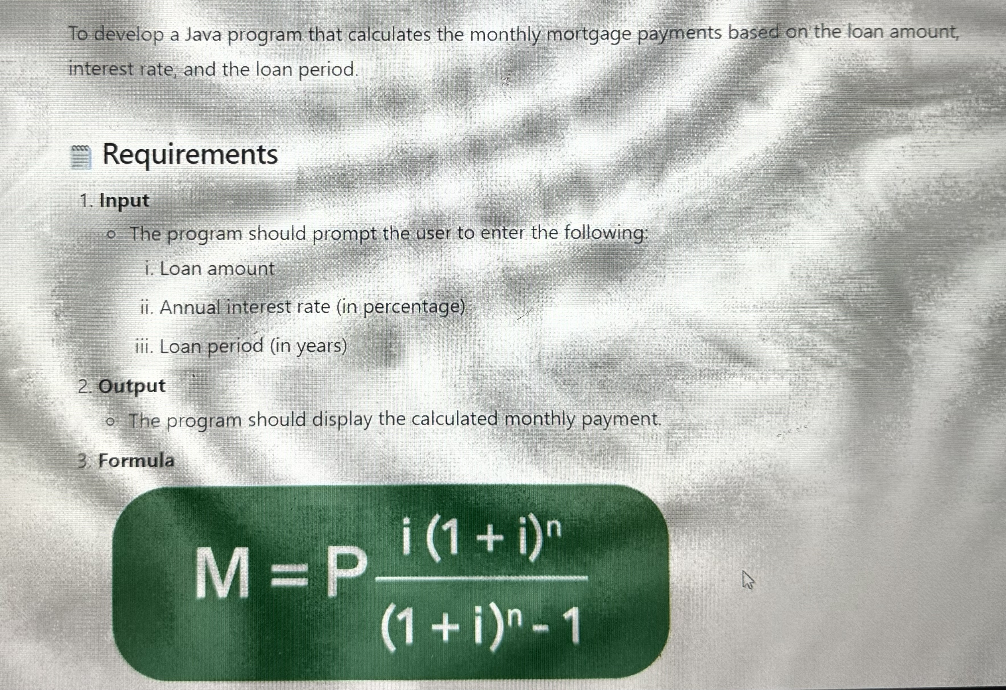 Develop a Java program that calculates the