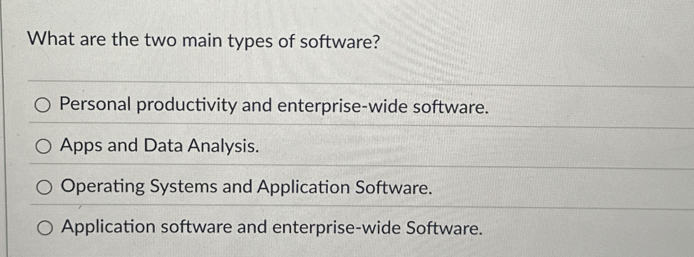 What are the two main types of software? Personal