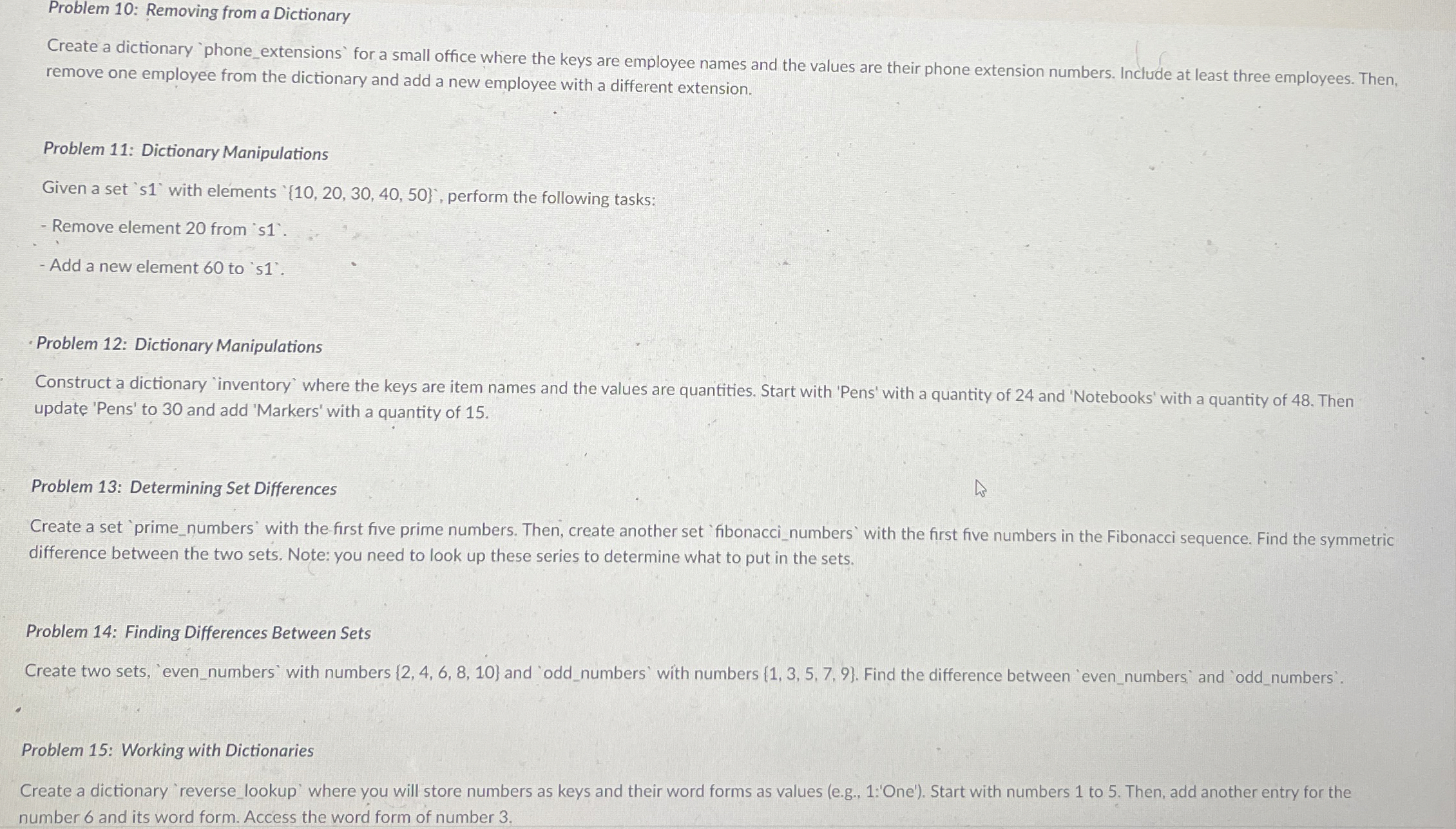 Problem 5 : Set Operations - Union Given two sets