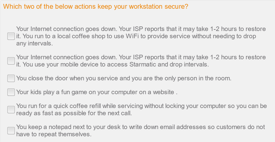 Which two of the below actions keep your