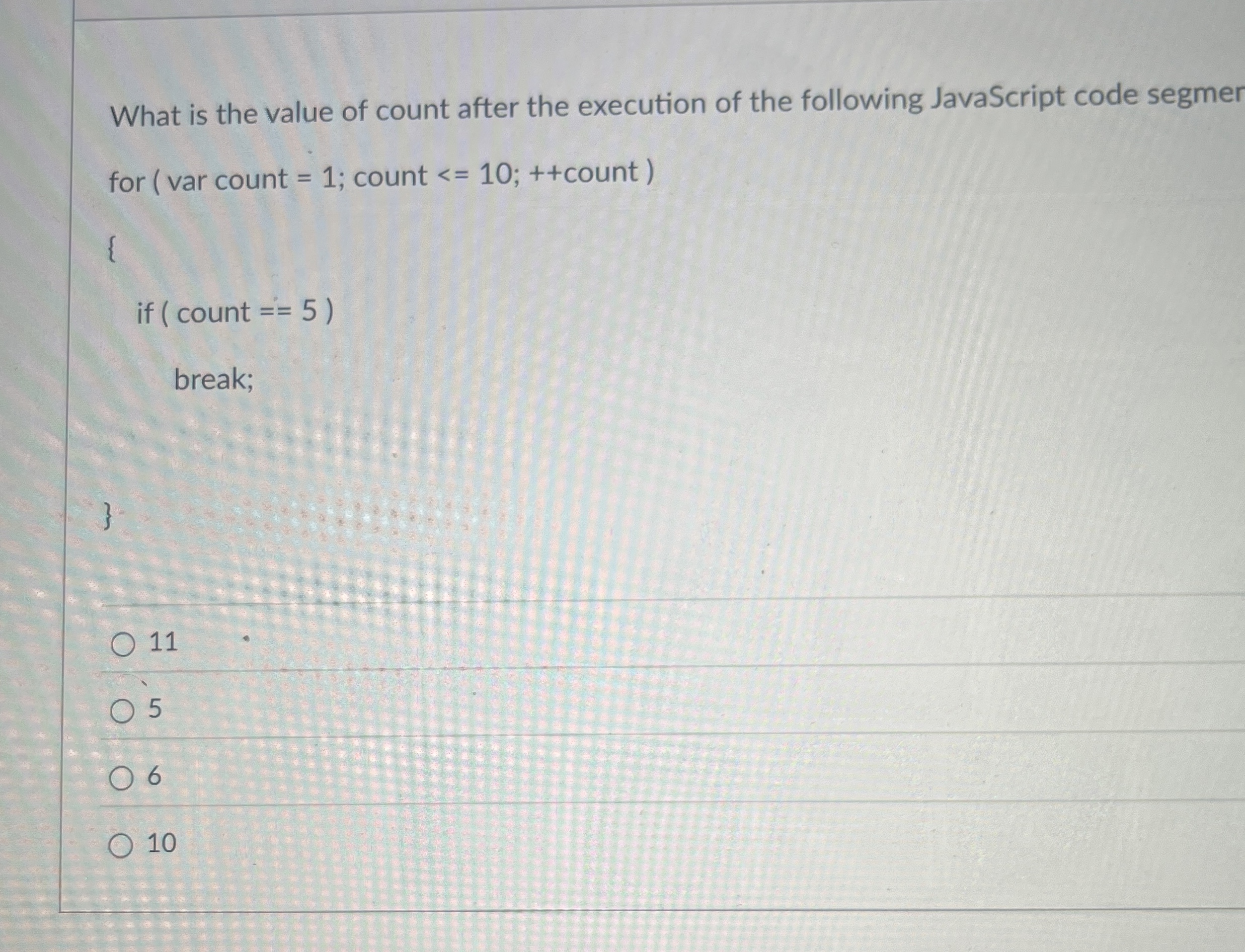 What is the value of count after the execution of