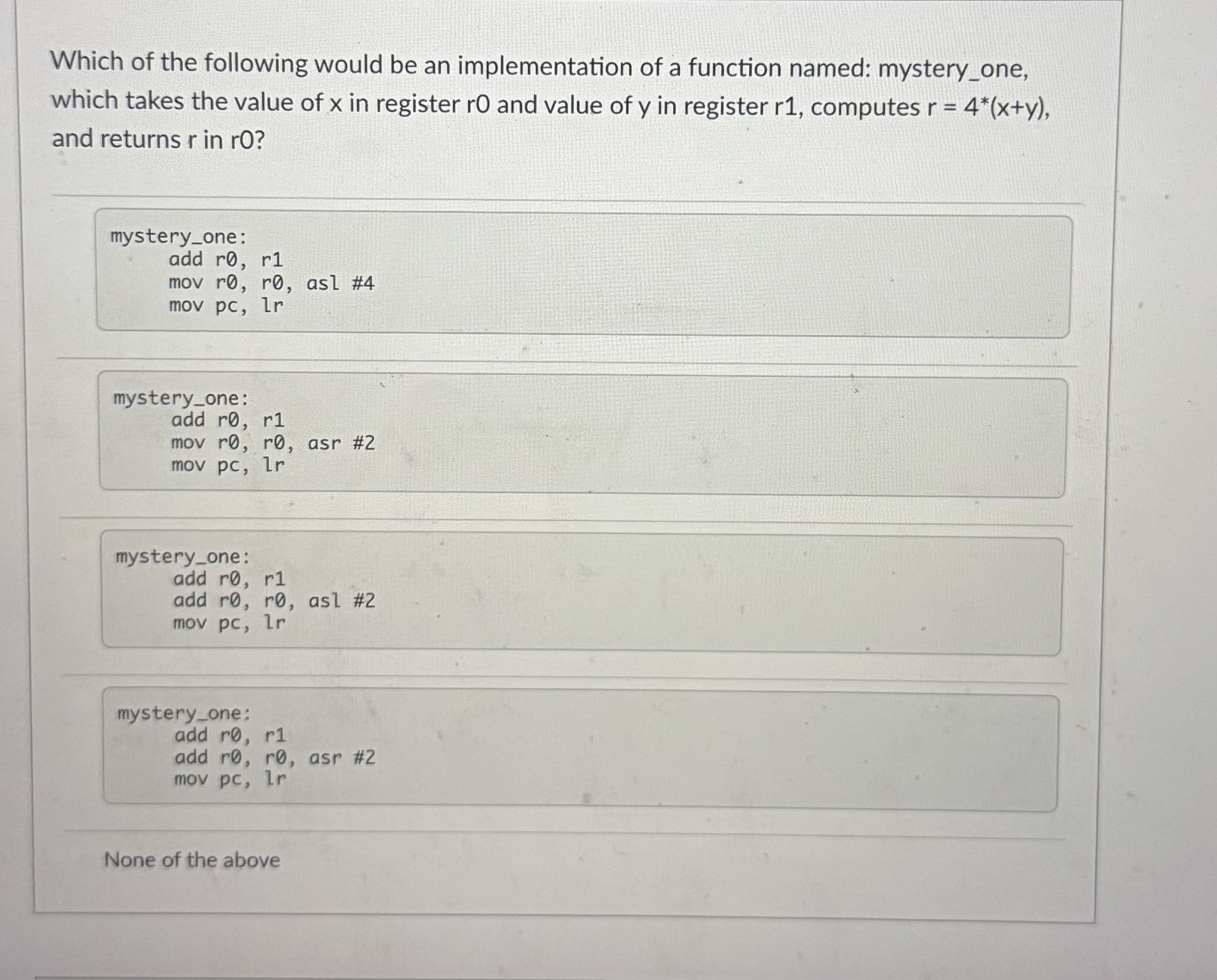 Which of the following would be an implementation
