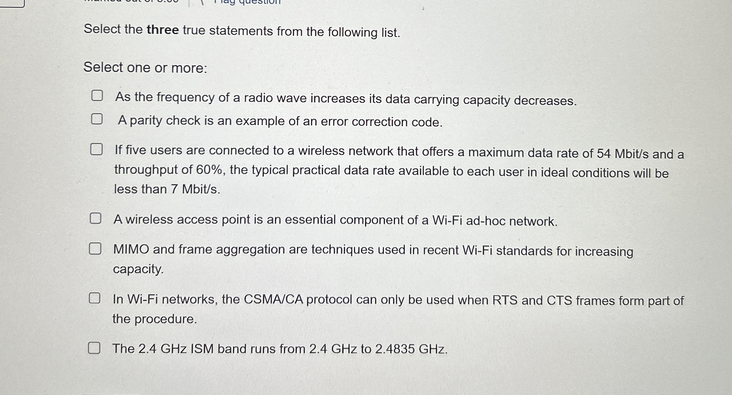 Select the three true statements from the
