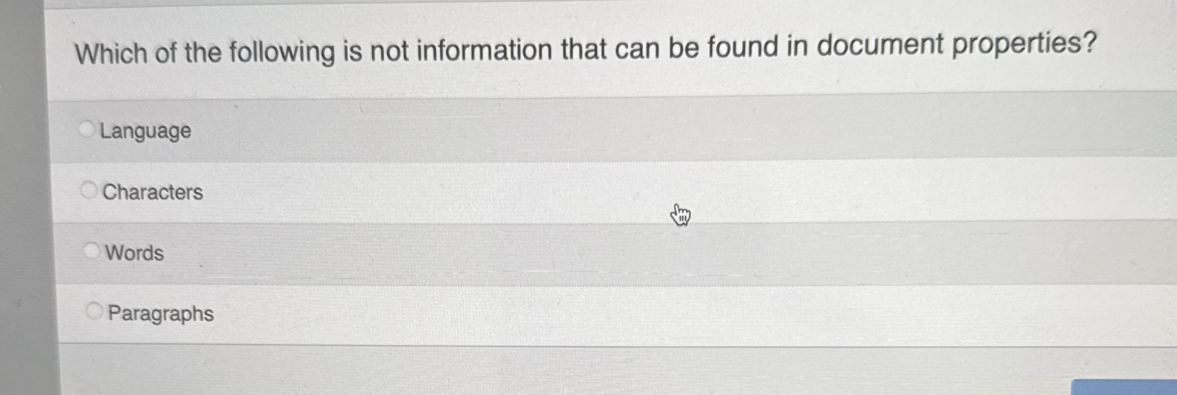 Which of the following is not information that