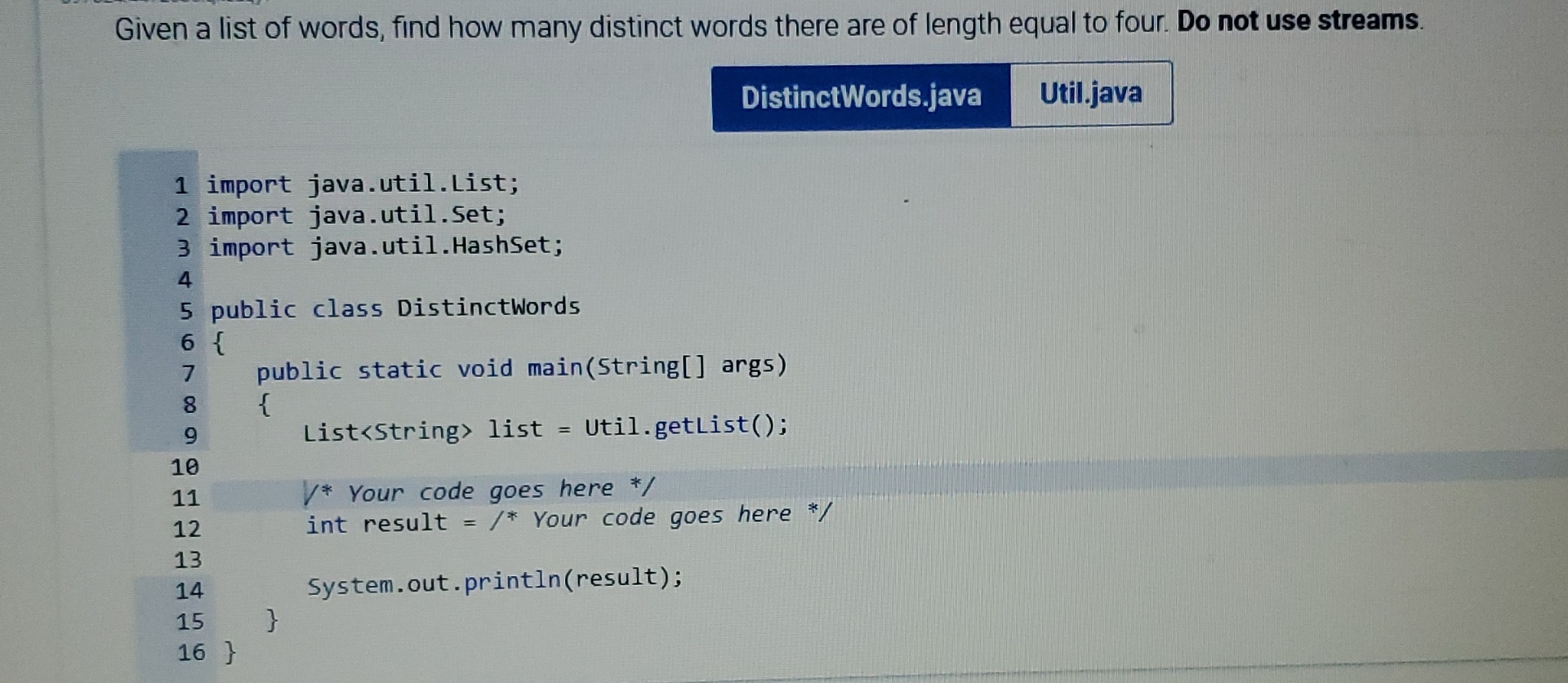 Given a list of words, find how many distinct