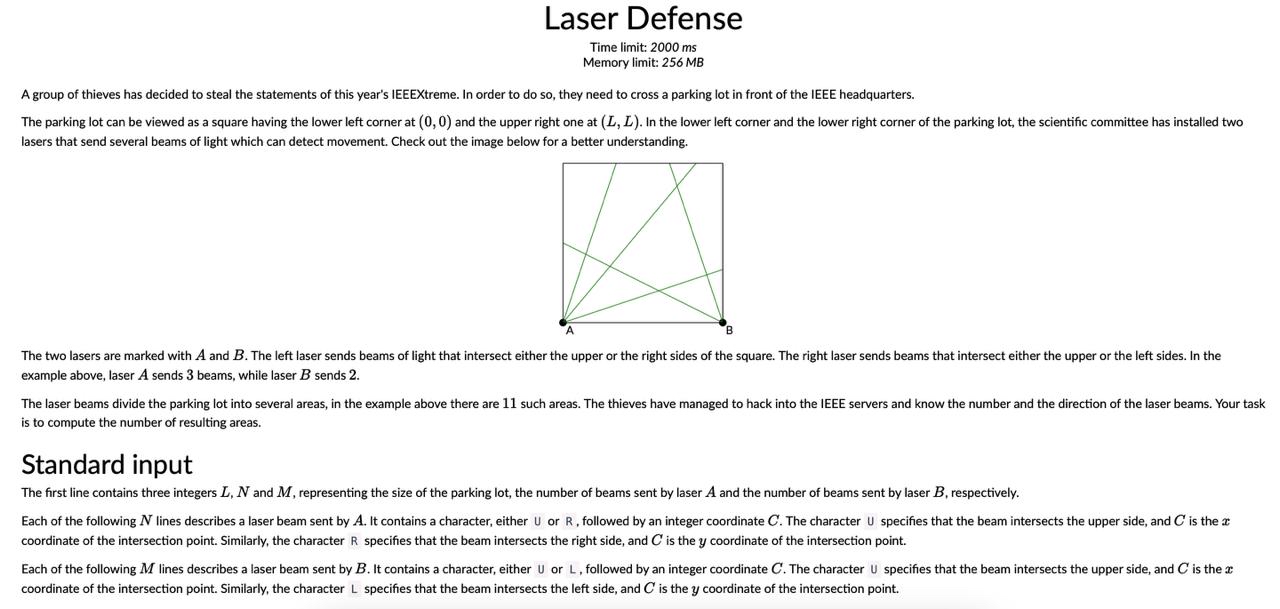 Laser Defense Time limit: 2 0 0 0 ms Memory