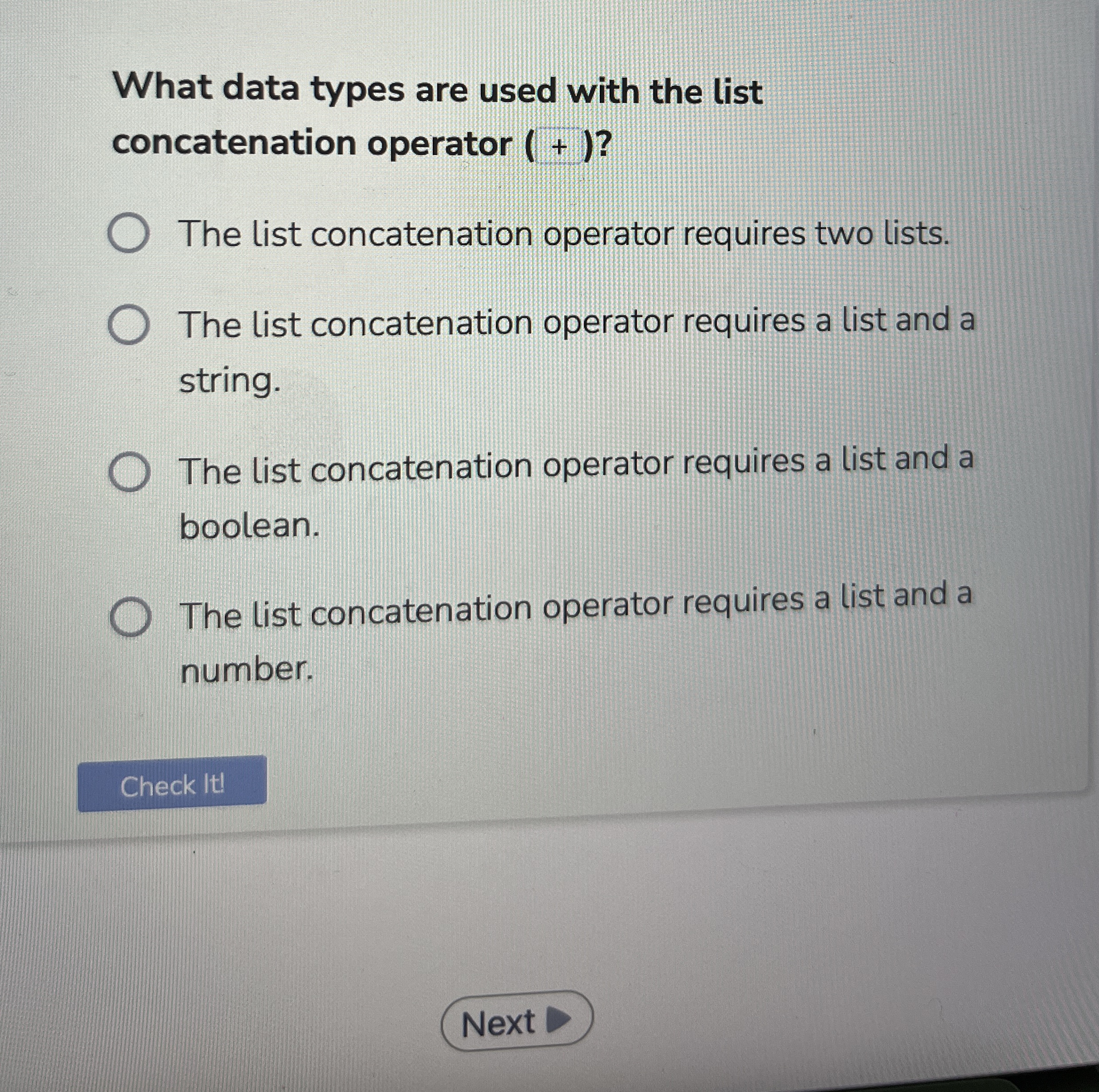 What data types are used with the list