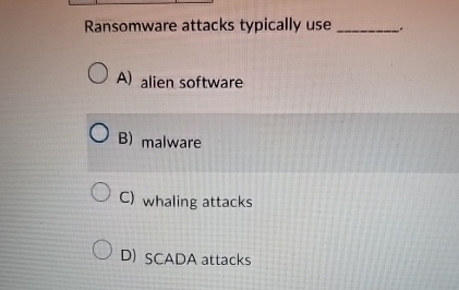 Ransomware attacks typically use A ) alien