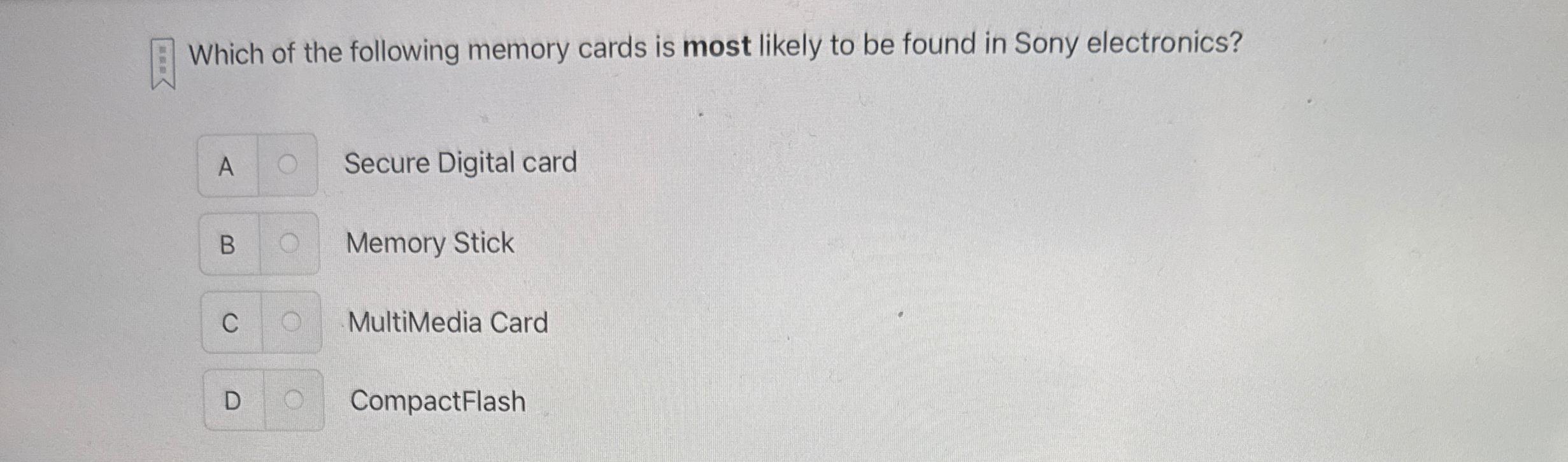 Which of the following memory cards is most