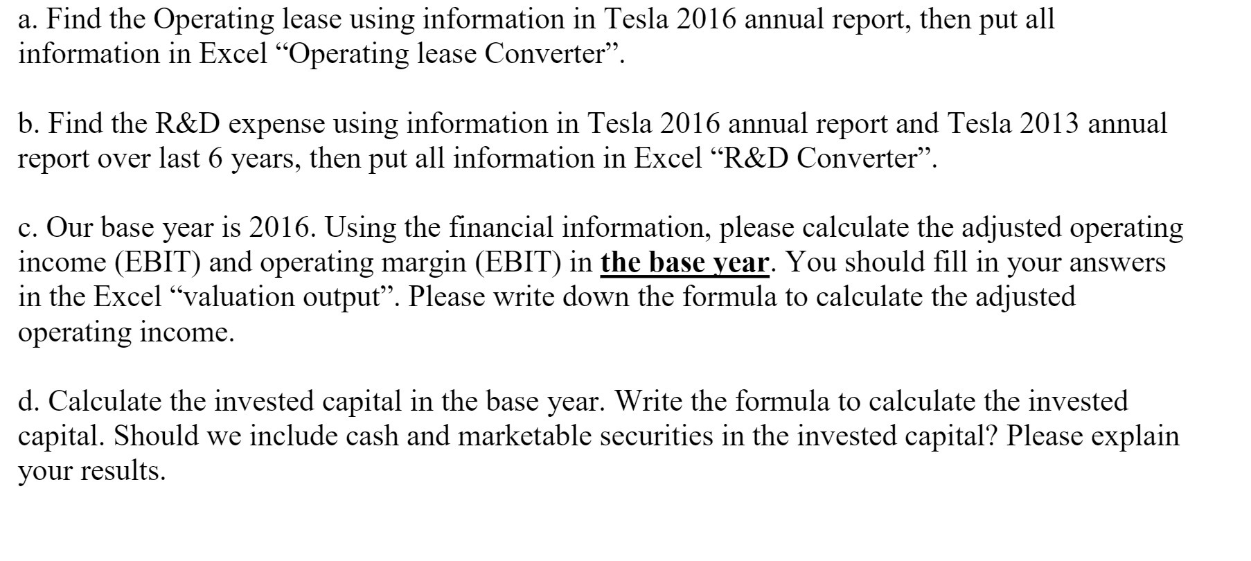 a. Find the Operating lease using information in