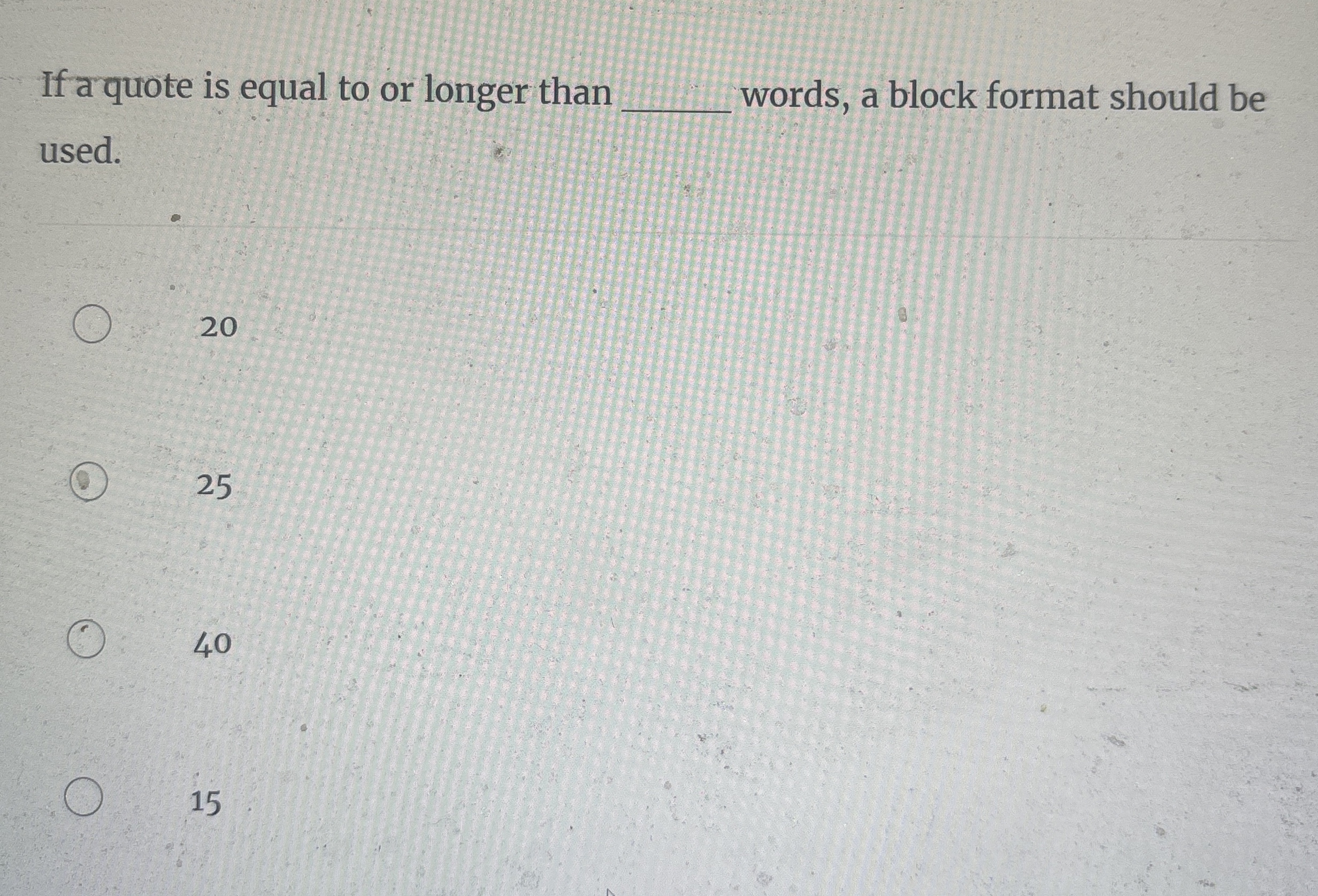 If a quote is equal to or longer than q , words,