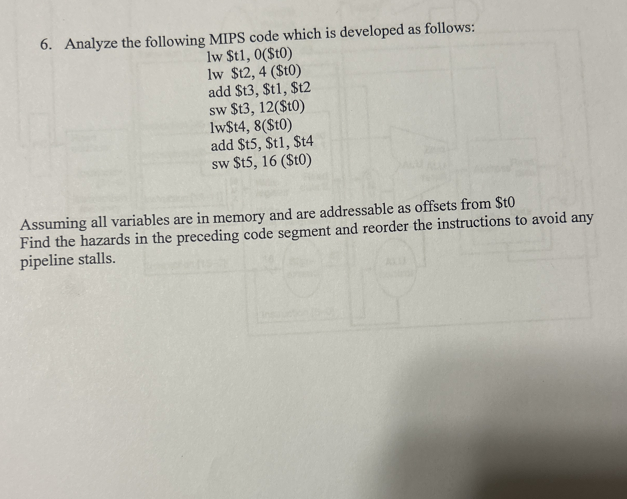 Analyze the following MIPS code which is