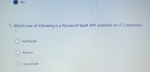 No 5 . Which one of following is a Password Vault