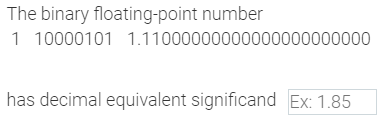The binary floating - point number 1 1 0 0 0 0 1