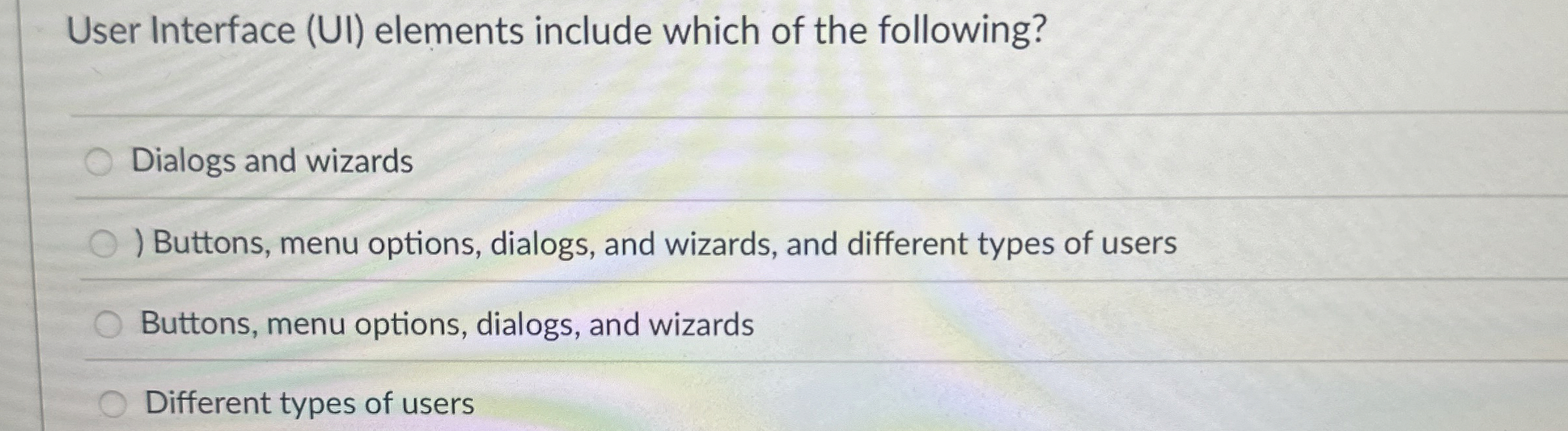 User Interface ( UI ) elements include which of
