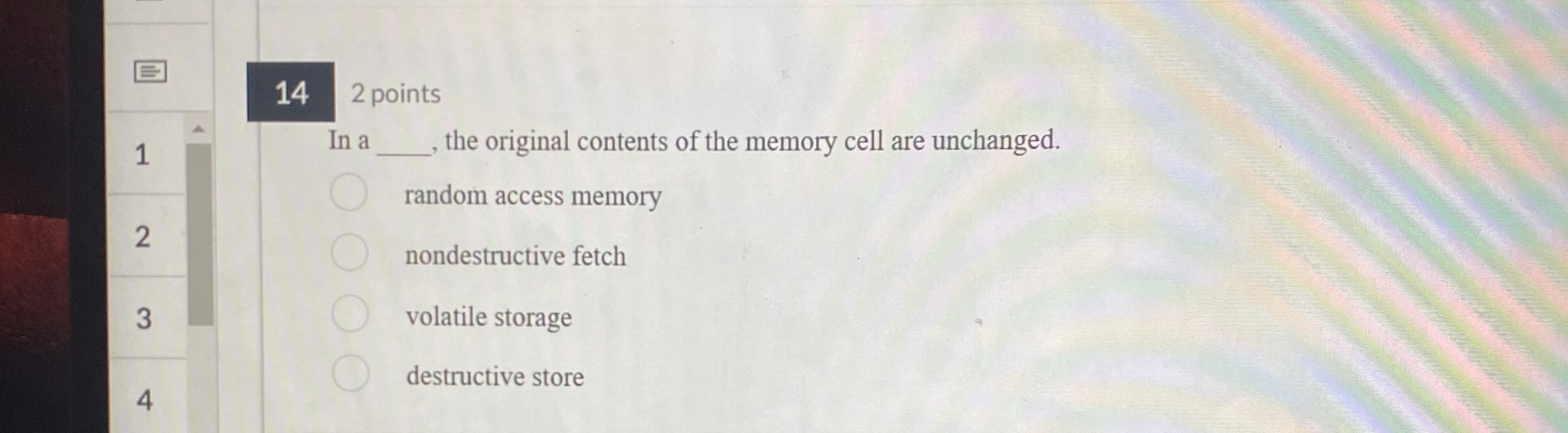 1 4 2 points In a the original contents of the