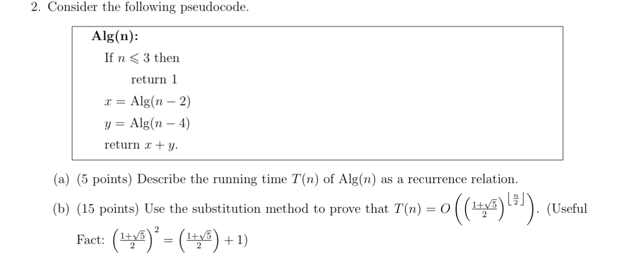 Consider the following pseudocode. ( a ) ( 5