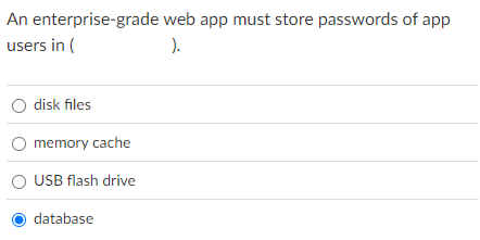 An enterprise - grade web app must store