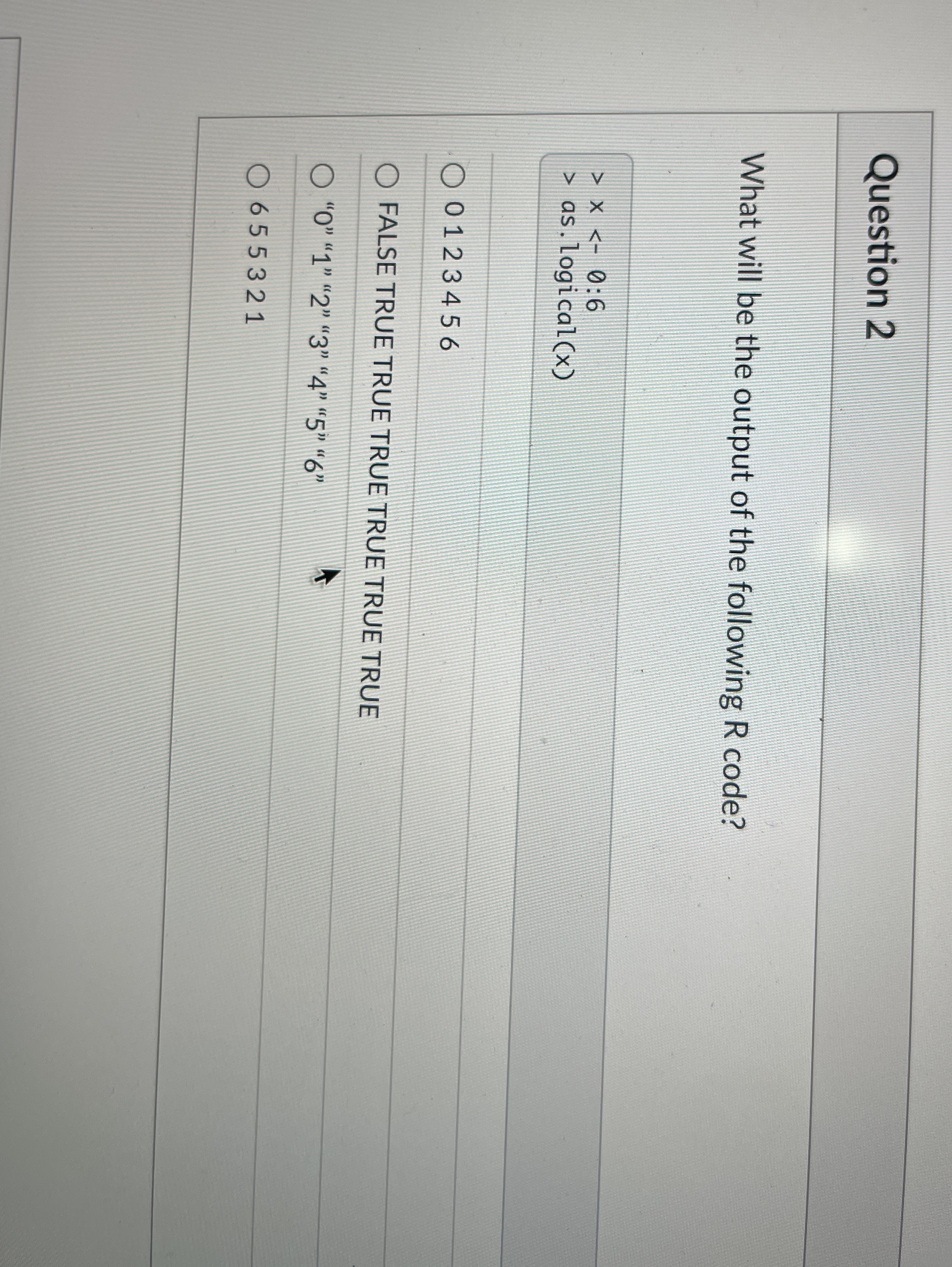 Question 2 What will be the output of the
