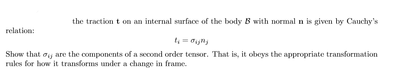 Balance Laws and Stress the traction t on an