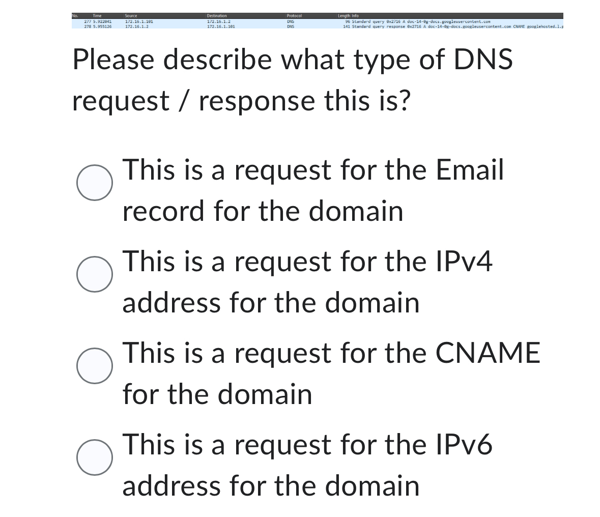 Please describe what type of DNS request /