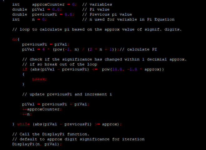 professor has us seperating the break in an If