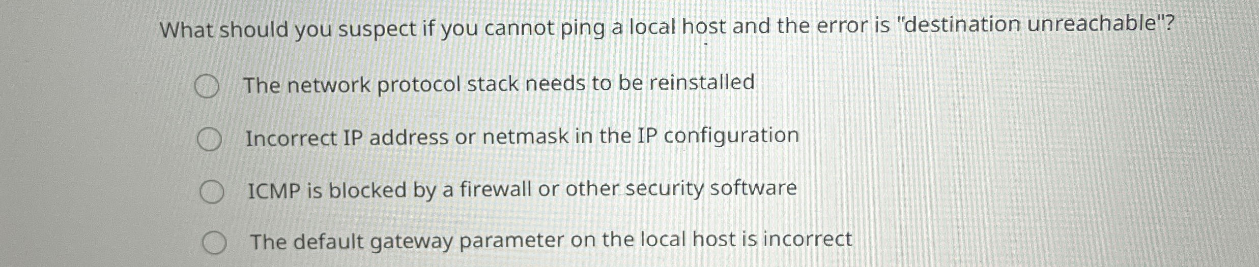 What should you suspect if you cannot ping a