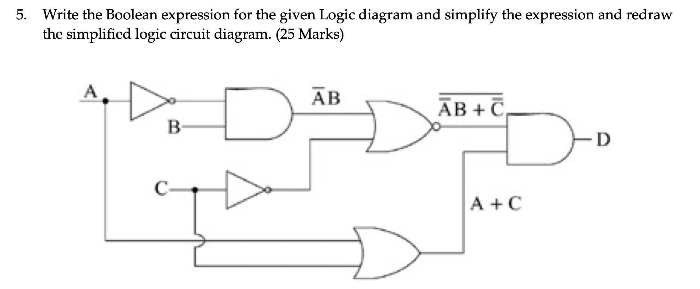 Write the Boolean expression for the given Logic