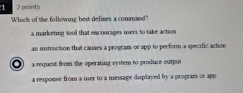 1 2 points Which of the following best defines a